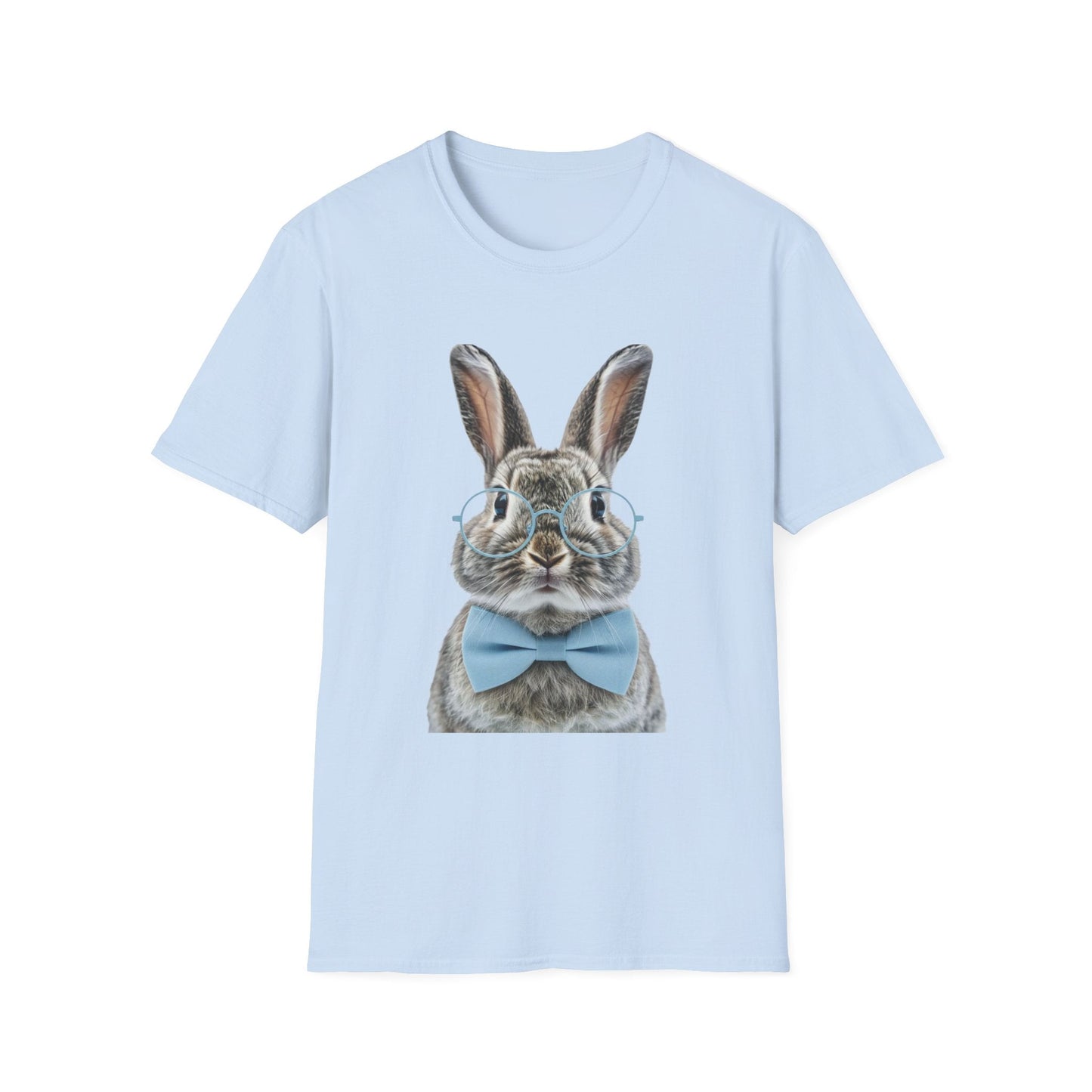 Bunny in Glasses T-Shirt — Cute Rabbit with Blue Bow Tee