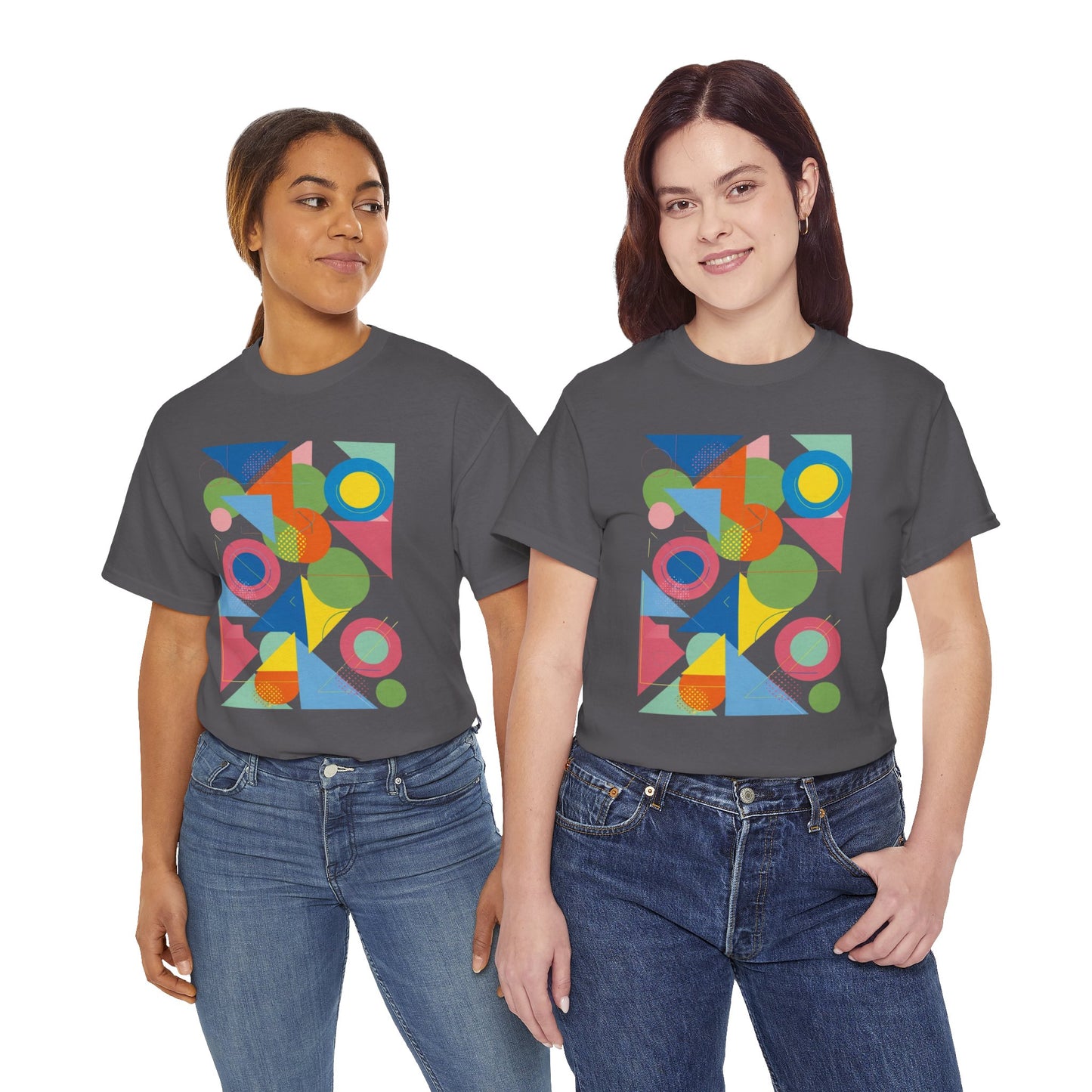 Geometric Color Block Tee — Abstract Shapes Graphic T-Shirt Retro Art