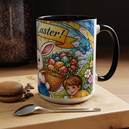 Easter Bunny Coffee Mug – "Happy Easter" Accent Ceramic Mug