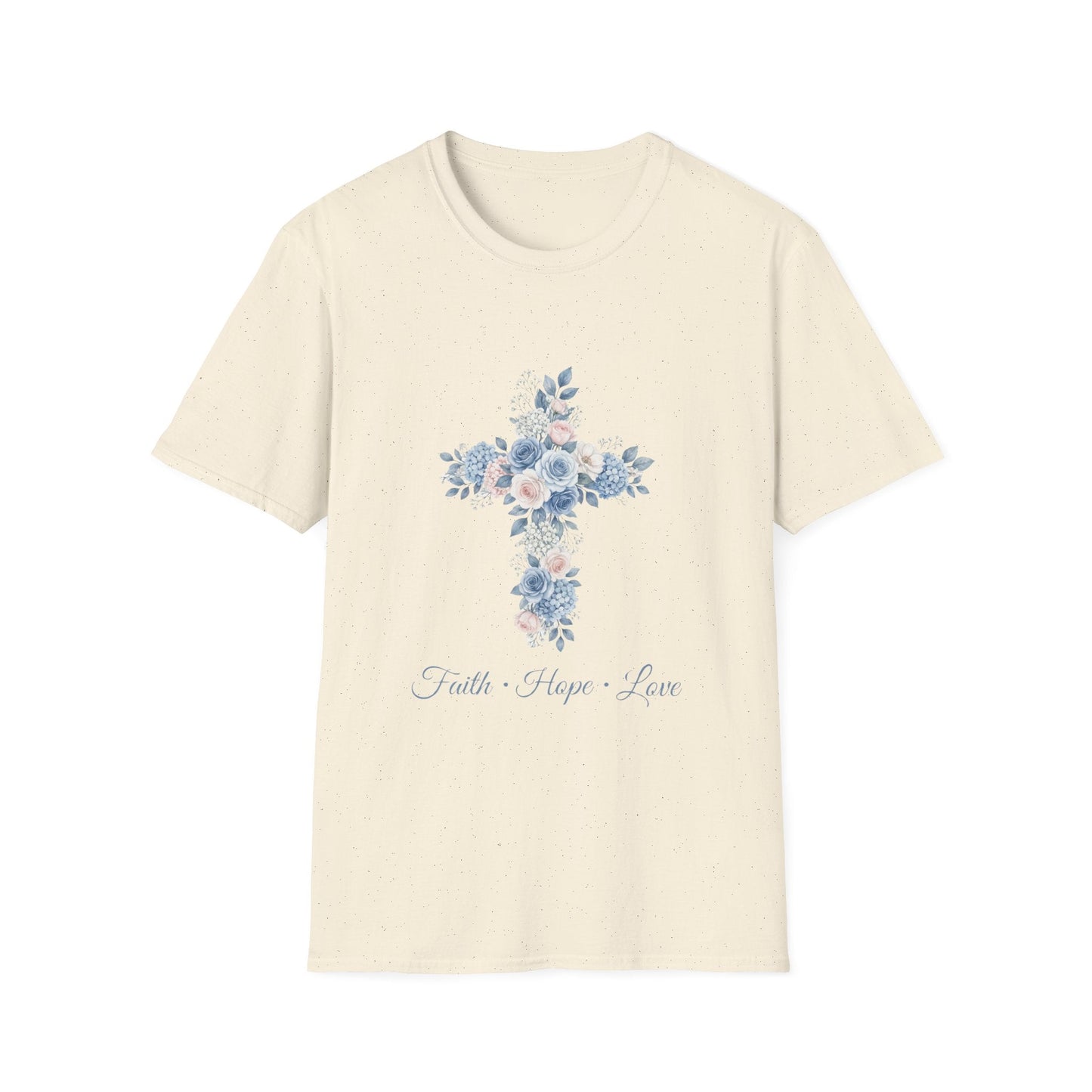 Floral Cross T-Shirt — "Faith • Hope • Love" Christian Graphic Tee