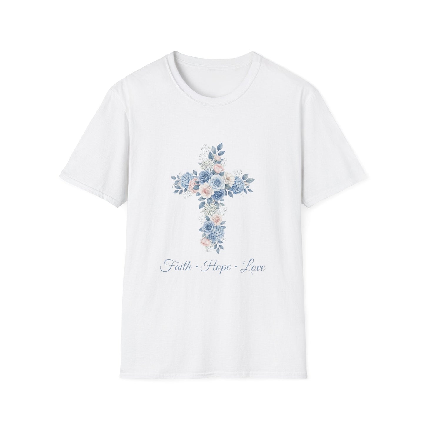 Floral Cross T-Shirt — "Faith • Hope • Love" Christian Graphic Tee