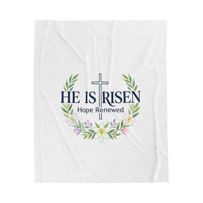 He Is Risen Velveteen Blanket | Christian Easter, Resurrection Scripture