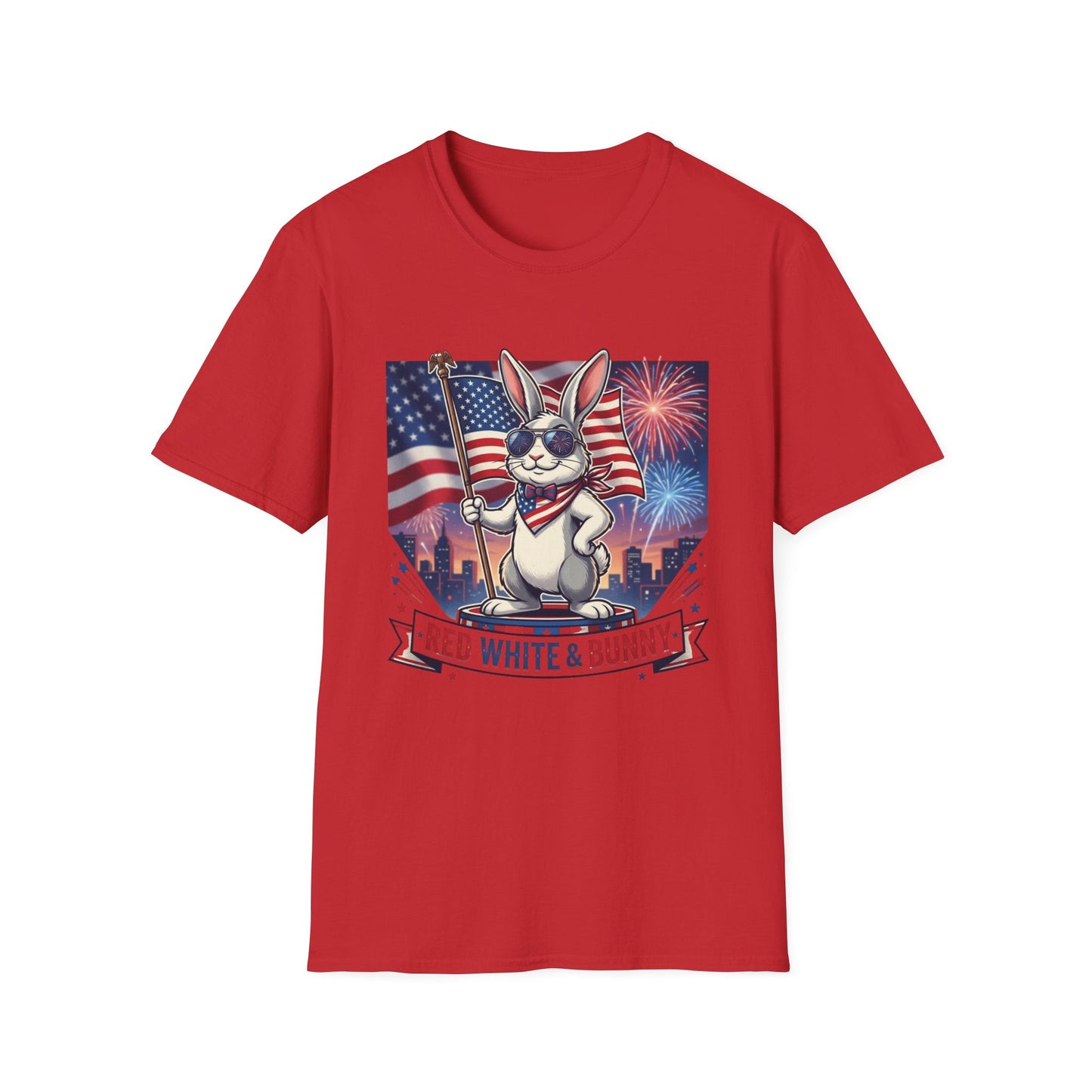 Patriotic Bunny T-Shirt — "Red White & Bunny" 4th of July Tee