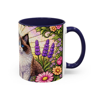 Ragdoll Cats Floral Accent Coffee Mug – Blue-Eyed Cat Art, 11/15oz