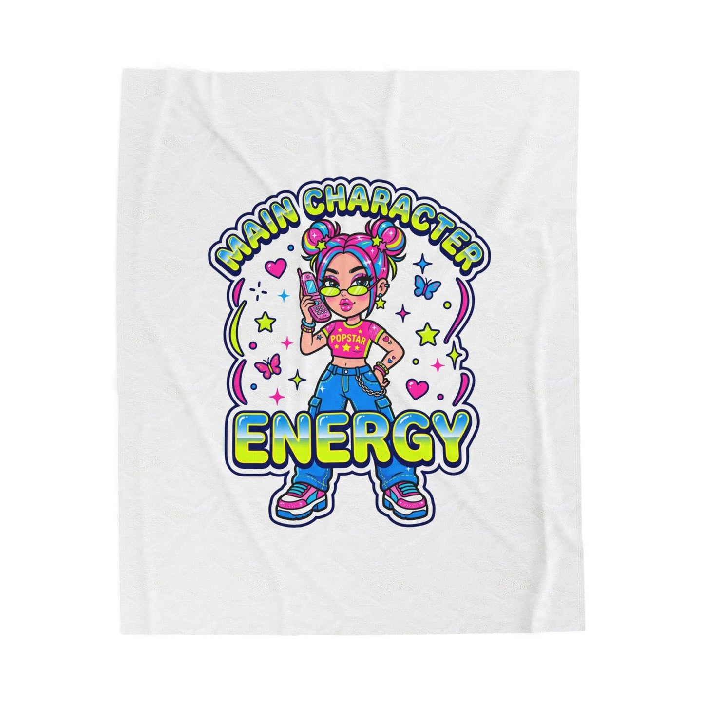Main Character Energy Velveteen Blanket | Y2K Aesthetic, 2000s Retro