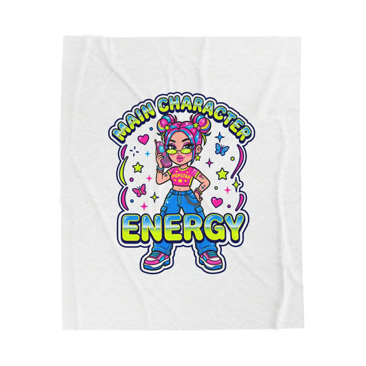 Main Character Energy Velveteen Blanket | Y2K Aesthetic, 2000s Retro
