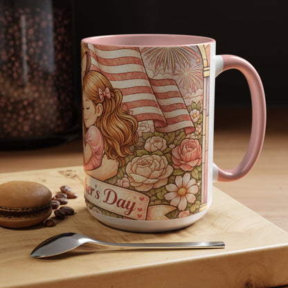 Mother's Day Floral Mug 15oz — Mom Daughter Sentimental Gift Accent Coffee Mug