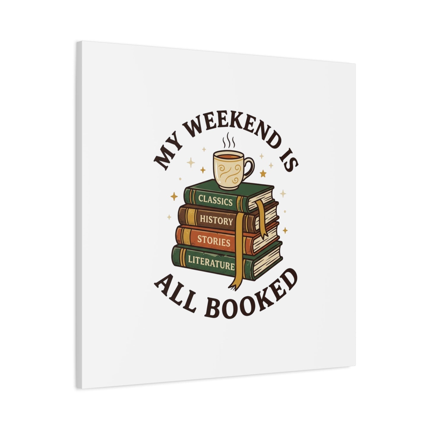 All Booked Stack of Books Canvas | Book Lover, Cozy Reader Decor