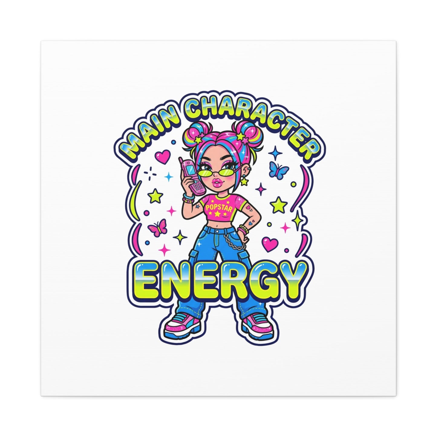 Main Character Energy Canvas | Y2K Aesthetic, Retro Internet Pop Art