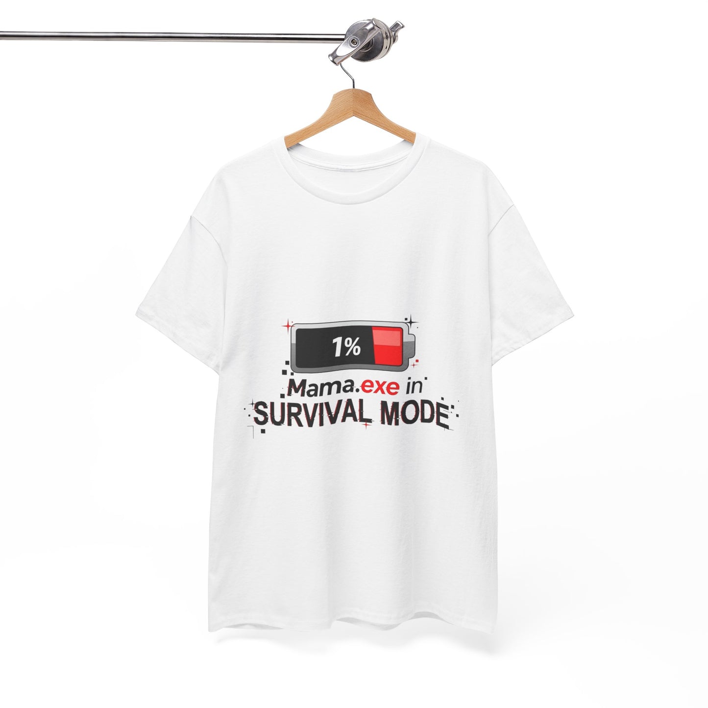 Mama.exe in Survival Mode T-Shirt — Low Battery Funny Mom Tee