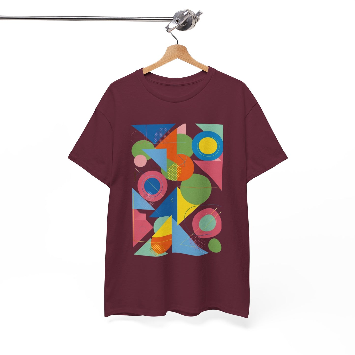Geometric Color Block Tee — Abstract Shapes Graphic T-Shirt Retro Art