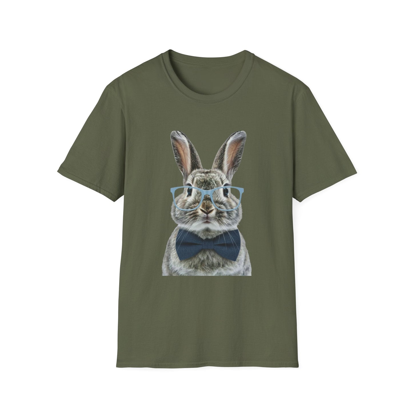 Rabbit with Glasses T-Shirt — Cute Bunny Bow Tie Graphic Tee