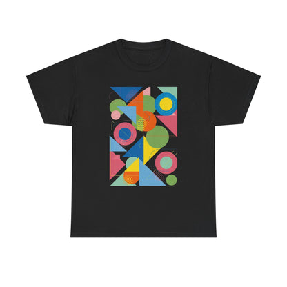Geometric Color Block Tee — Abstract Shapes Graphic T-Shirt Retro Art