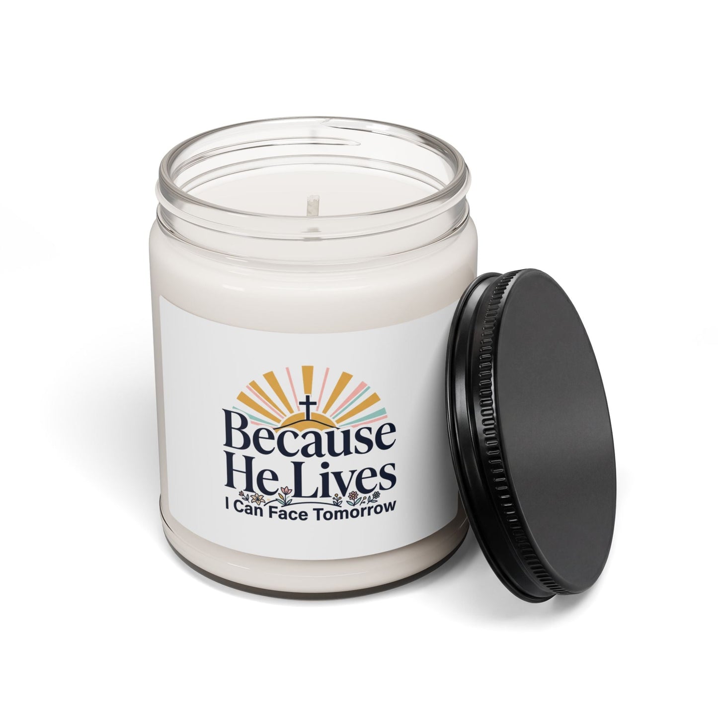 Because He Lives Soy Candle, Christian Easter | Resurrection, Scripture
