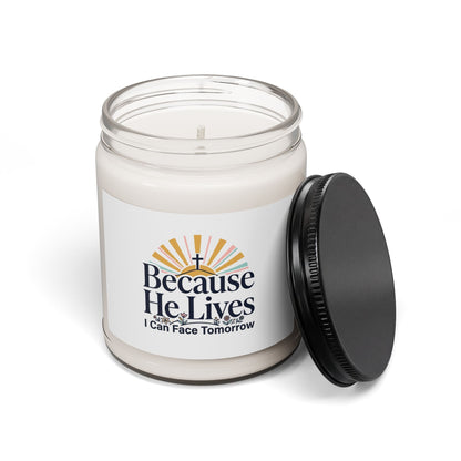 Because He Lives Soy Candle, Christian Easter | Resurrection, Scripture