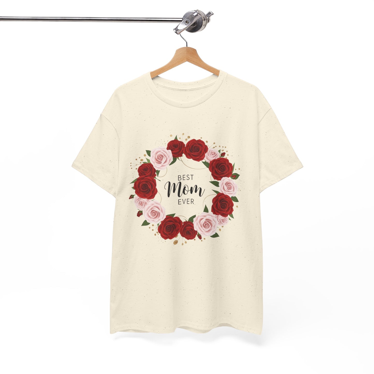Mom Floral Wreath T-Shirt Best Mom Ever Mother's Day Gift Women Cotton Tee