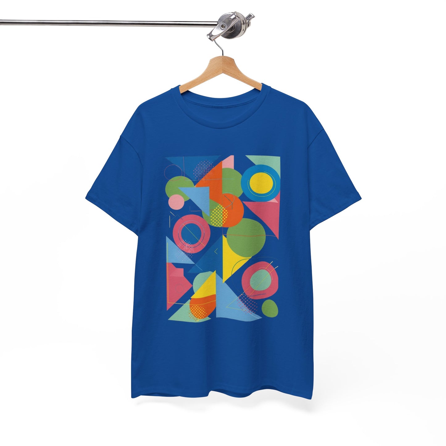 Geometric Color Block Tee — Abstract Shapes Graphic T-Shirt Retro Art