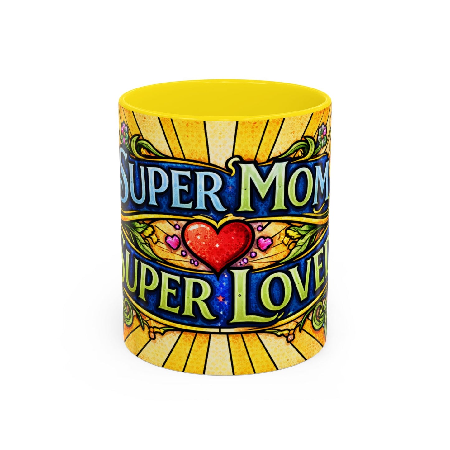 Coffee Mug — "Super Mom, Super Loved" Floral Accent Ceramic Gift