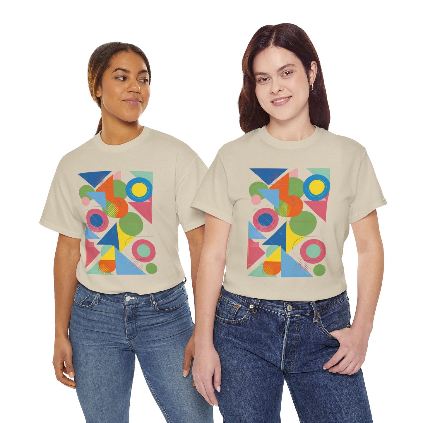 Geometric Color Block Tee — Abstract Shapes Graphic T-Shirt Retro Art