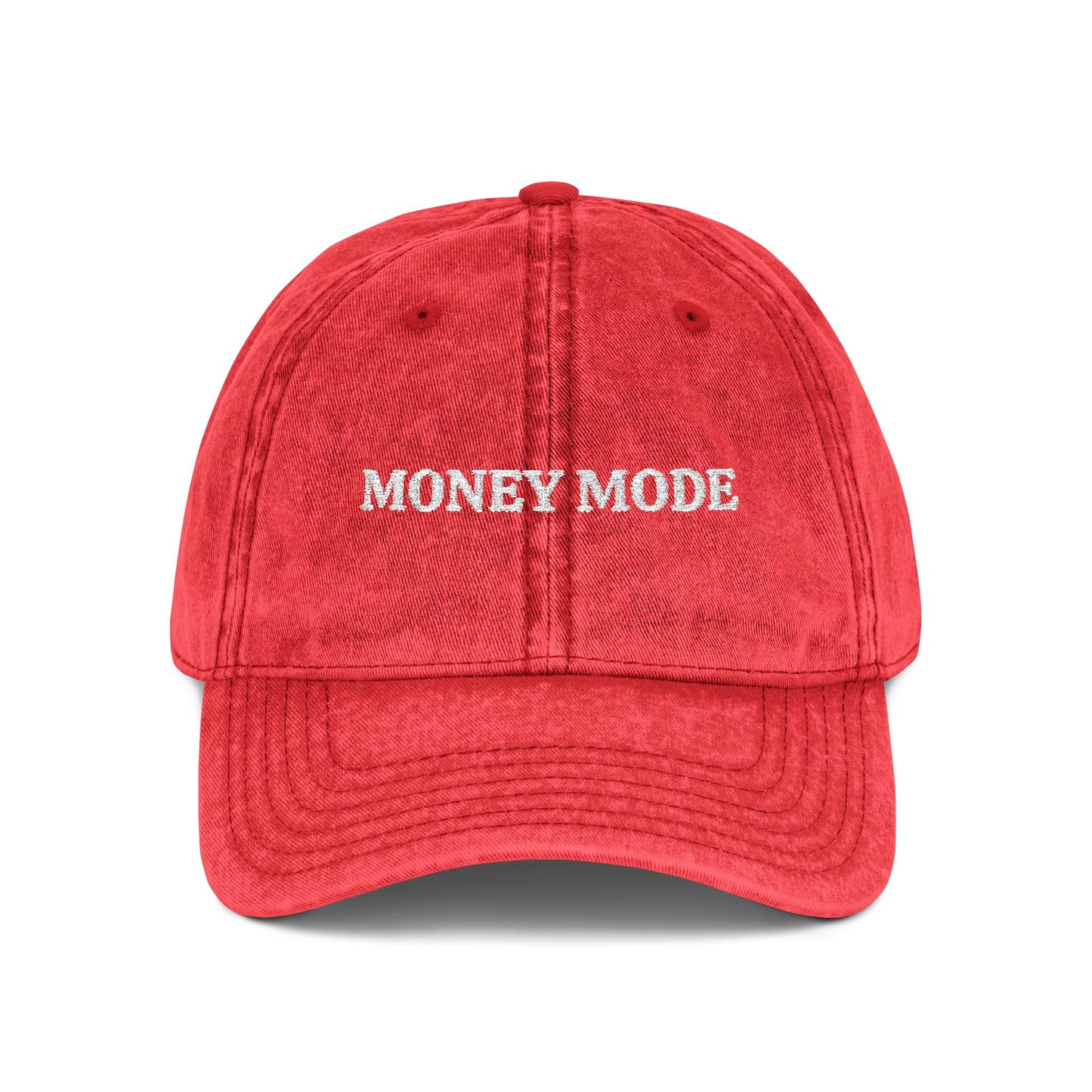 Money Mode Vintage Embroidered Cap — Washed Red Dad Hat