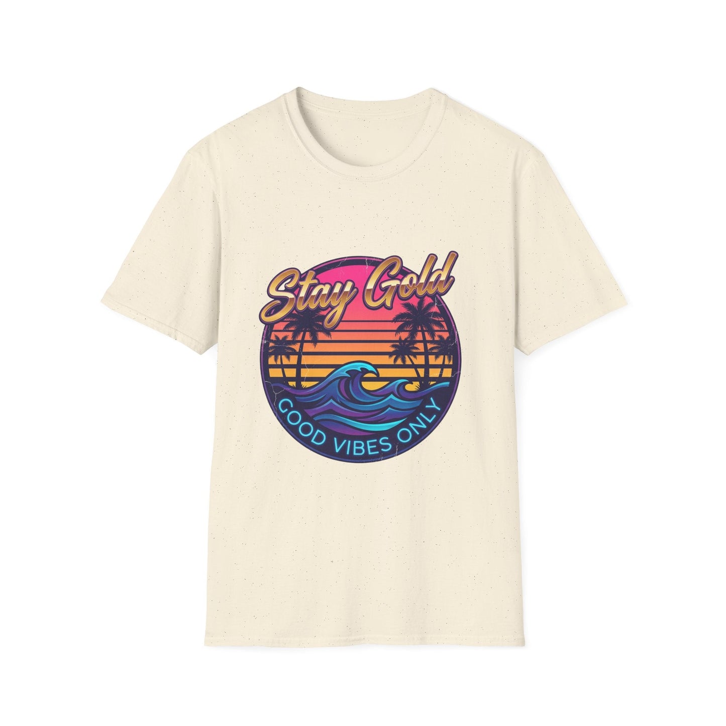 Stay Gold Beach T-Shirt - "Good Vibes Only" Retro Sunset Surf Tee