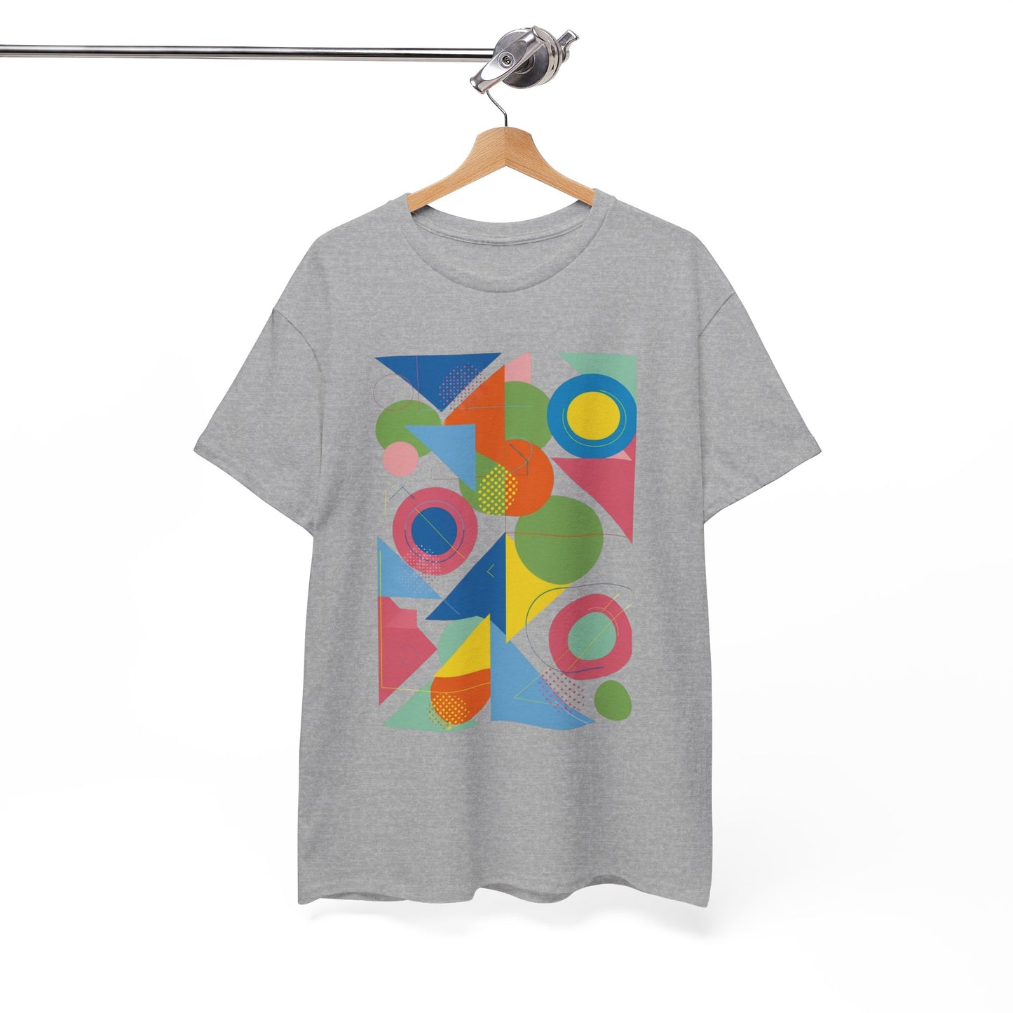 Geometric Color Block Tee — Abstract Shapes Graphic T-Shirt Retro Art