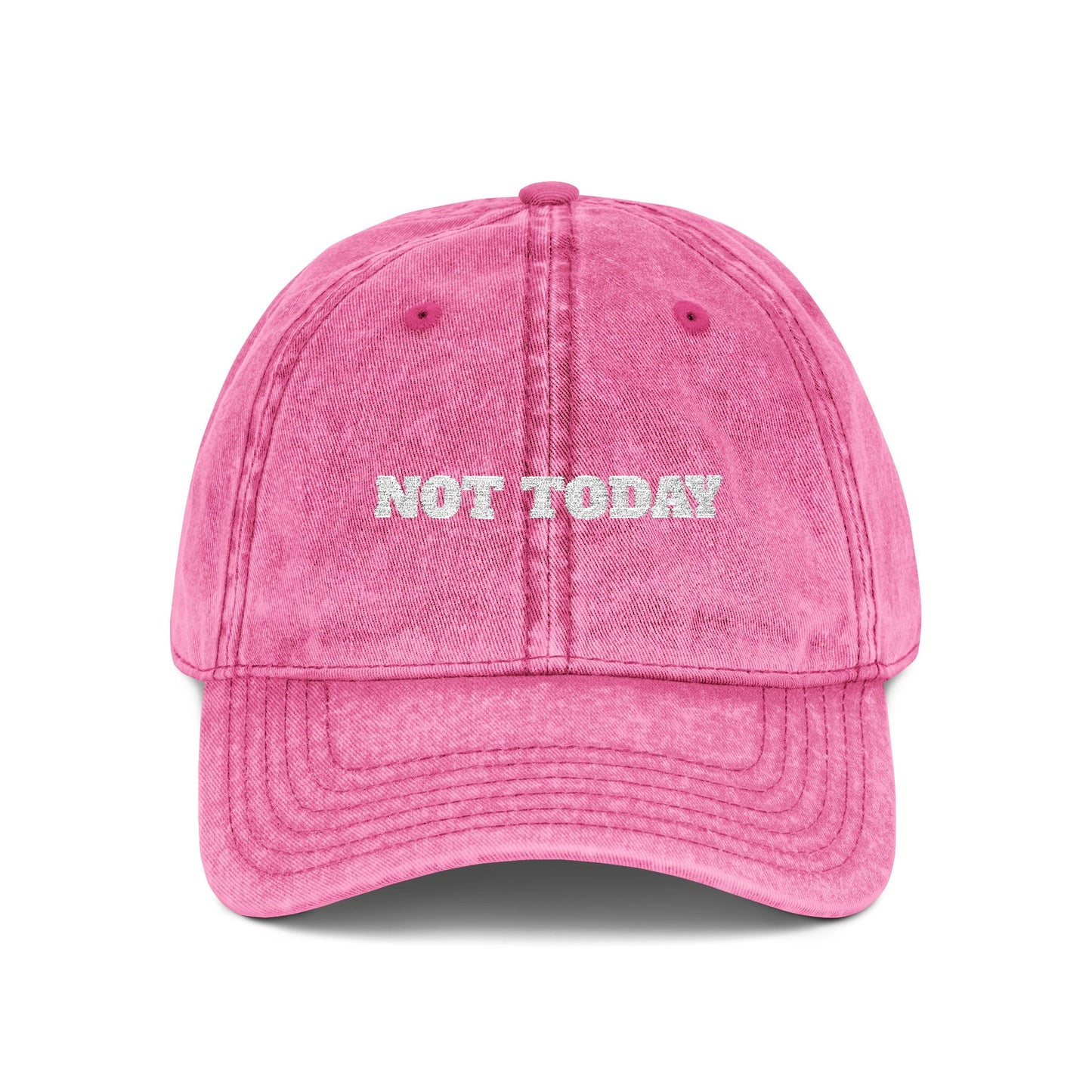 Not Today Embroidered Vintage Cap — Distressed Red Dad Hat Funny Slogan