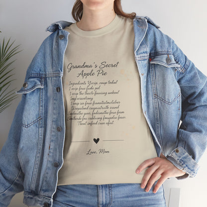 Recipe Tee — "Grandma's Secret Apple Pie" Personalized Kitchen Shirt