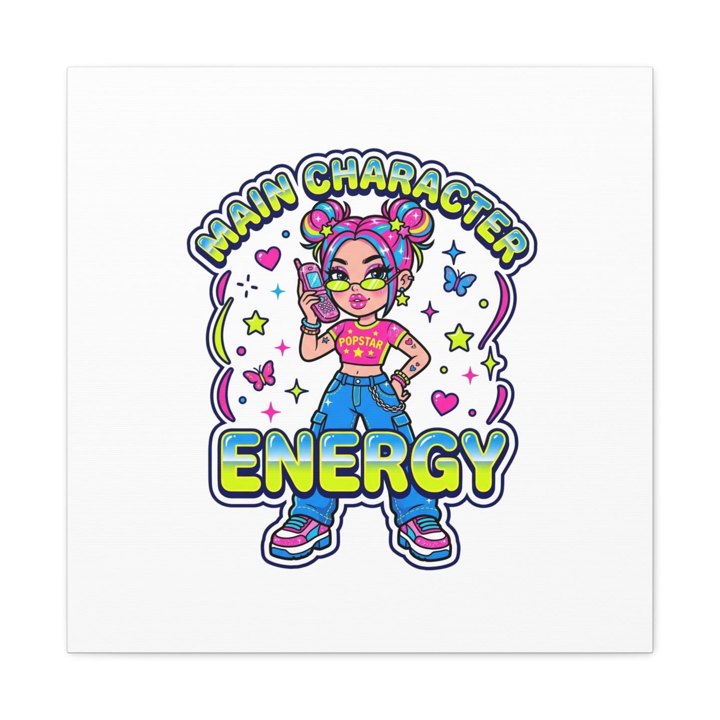 Main Character Energy Canvas | Y2K Aesthetic, Retro Internet Pop Art