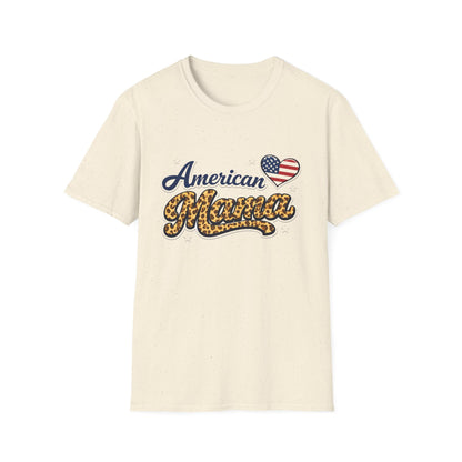 American Mama T-Shirt — Patriotic Leopard Heart Graphic Tee | Mother's Day Gift