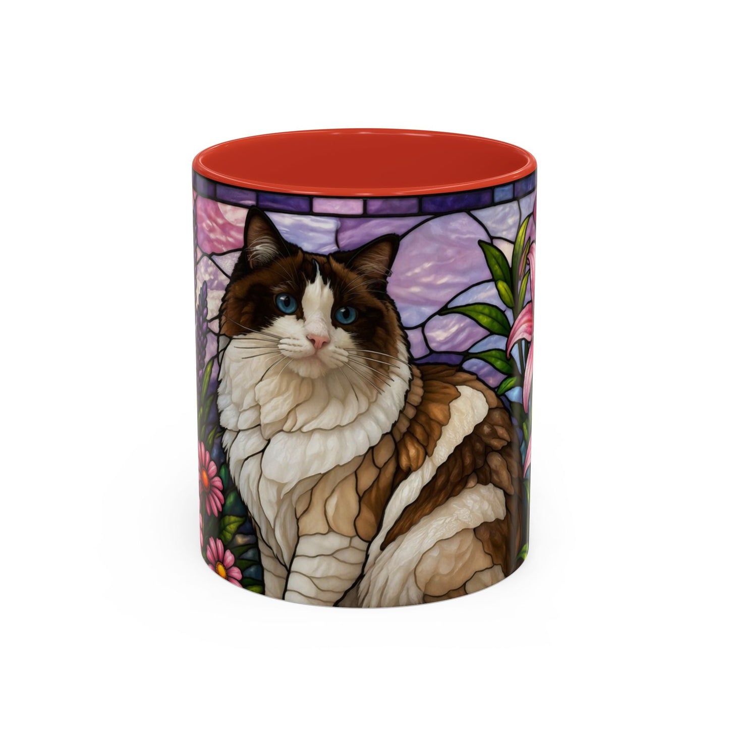 Ragdoll Cat Stained Glass Accent Coffee Mug (11/15oz)