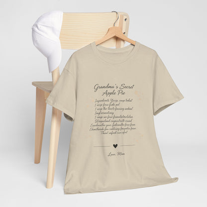 Recipe Tee — "Grandma's Secret Apple Pie" Personalized Kitchen Shirt