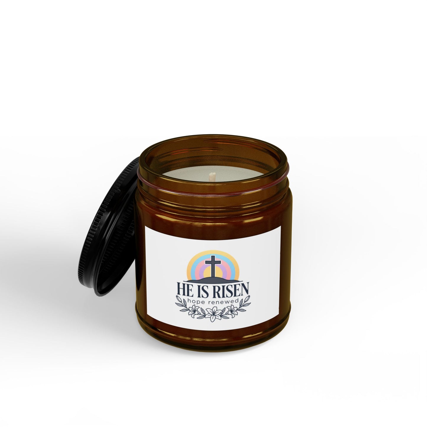 Easter Soy Candle — “He Is Risen” Scented Jar (4oz & 9oz)