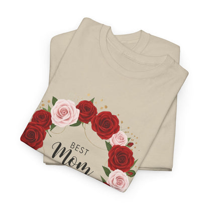 Mom Floral Wreath T-Shirt Best Mom Ever Mother's Day Gift Women Cotton Tee