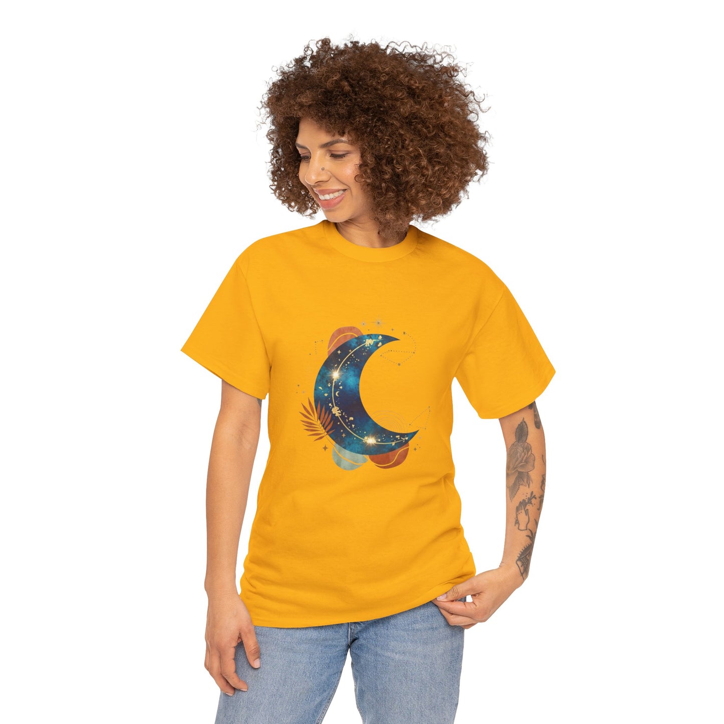 Celestial Moon Graphic Tee — Starry Crescent Night Shirt Boho Gift for Her