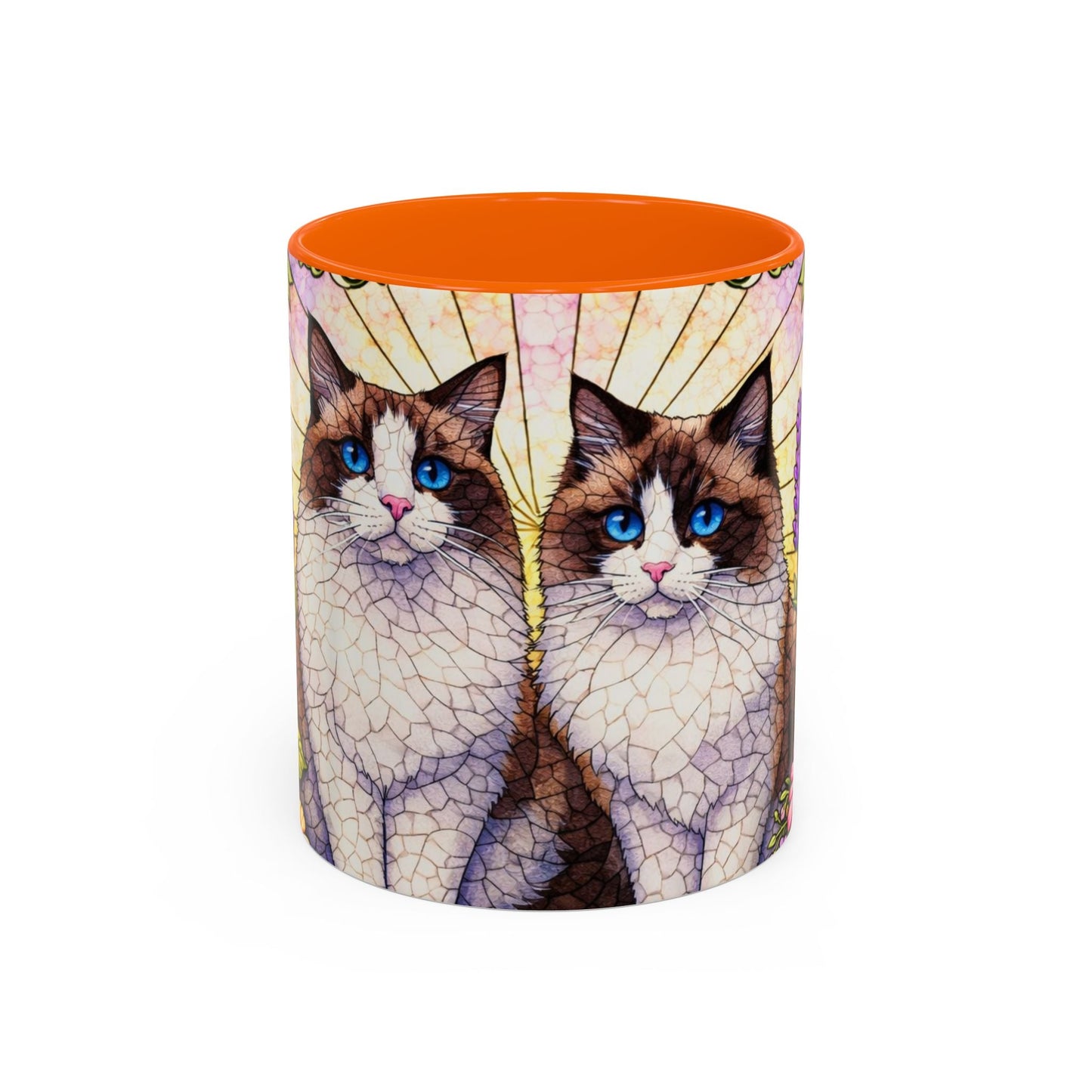 Ragdoll Cats Floral Accent Coffee Mug – Blue-Eyed Cat Art, 11/15oz