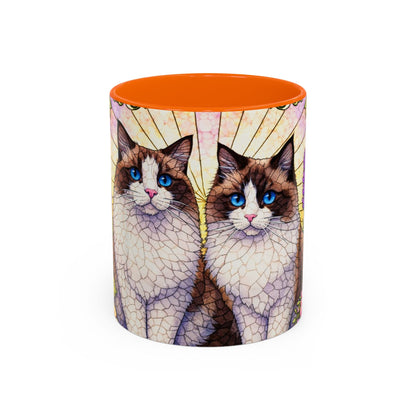 Ragdoll Cats Floral Accent Coffee Mug – Blue-Eyed Cat Art, 11/15oz