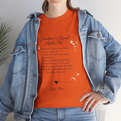 Recipe Tee — "Grandma's Secret Apple Pie" Personalized Kitchen Shirt