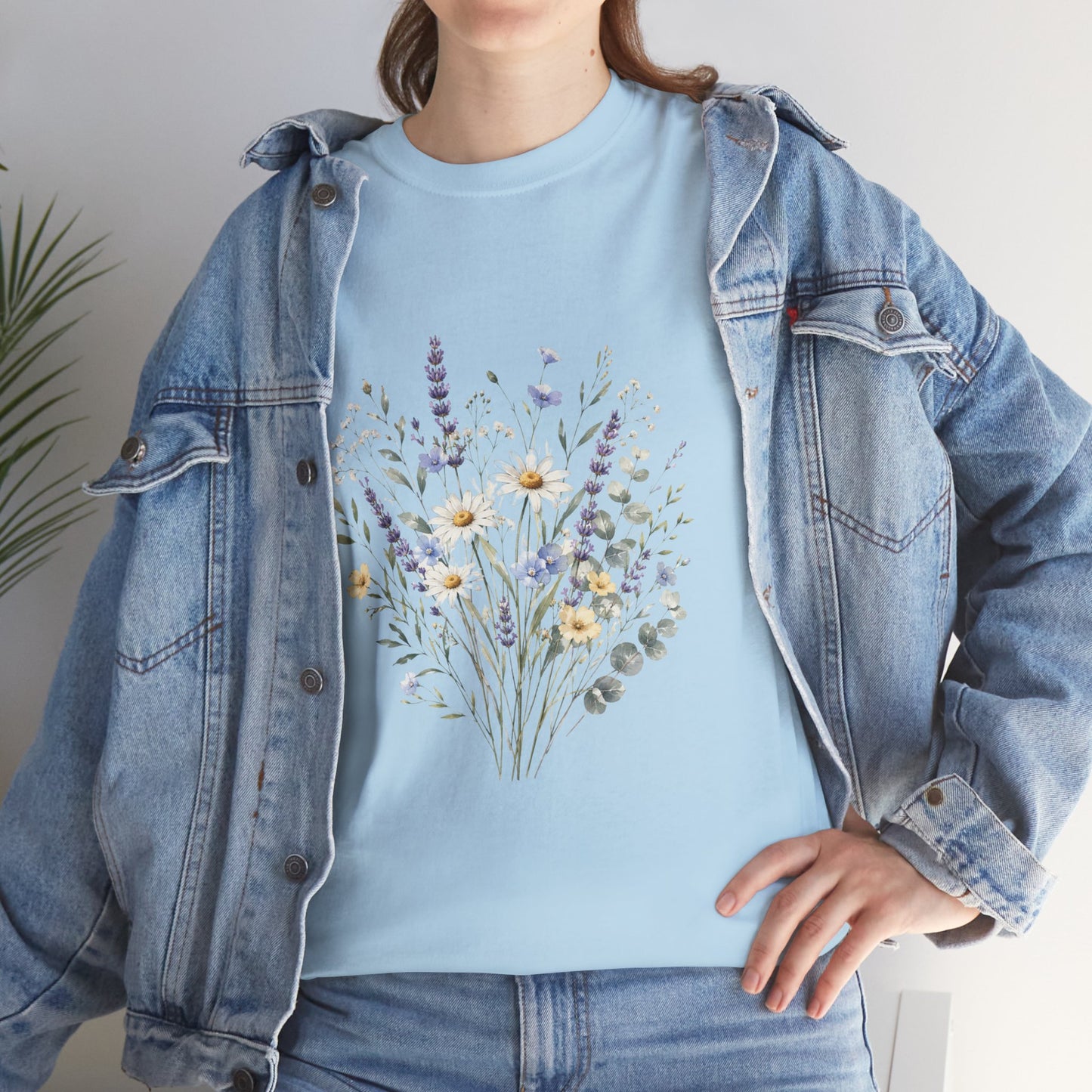 Wildflower Bouquet Tee Women | Lavender Daisy Botanical Floral Shirt