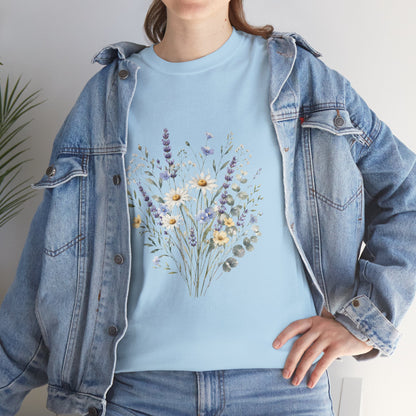 Wildflower Bouquet Tee Women | Lavender Daisy Botanical Floral Shirt
