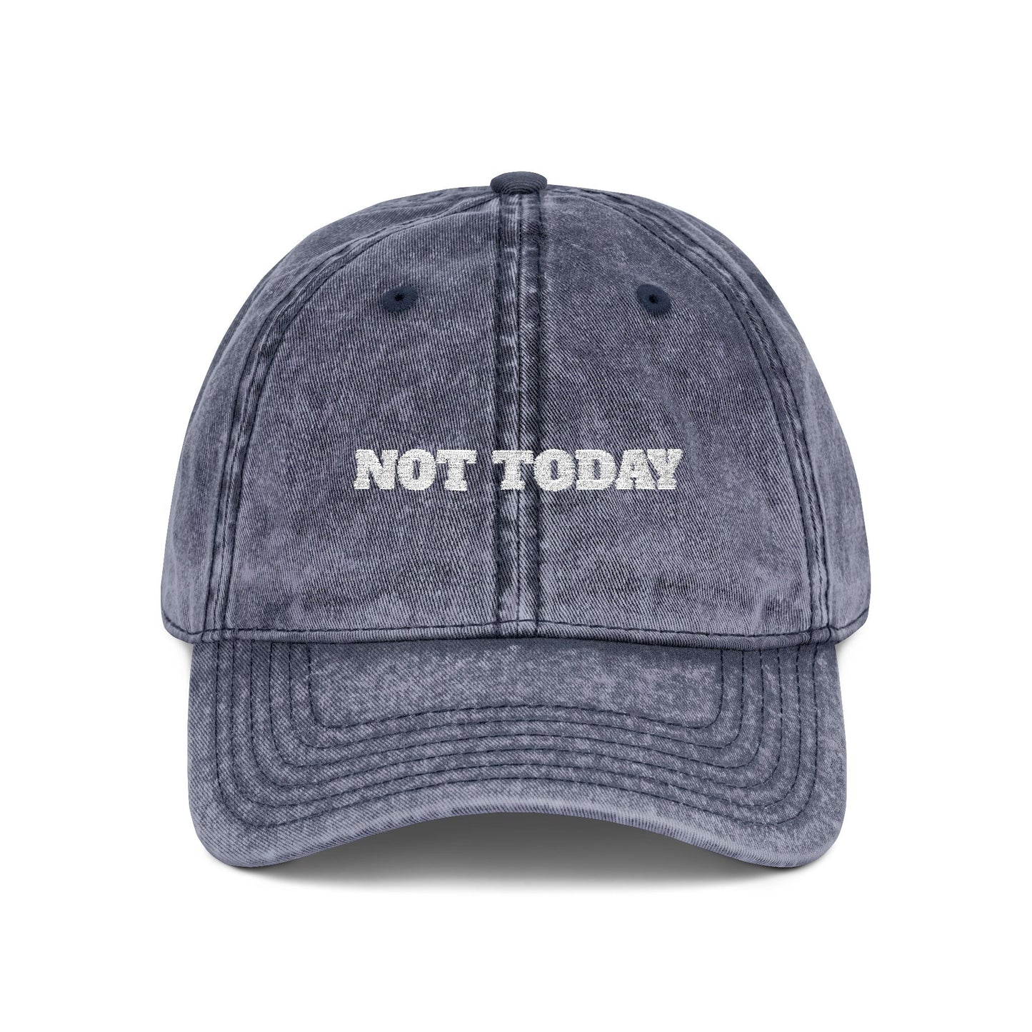 Not Today Embroidered Vintage Cap — Distressed Red Dad Hat Funny Slogan