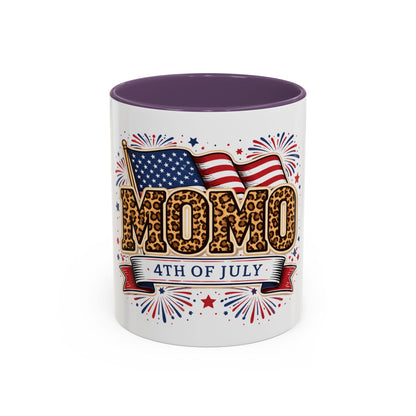 Mom 4th of July Leopard Accent Coffee Mug — Patriotic Gift (11/15oz)