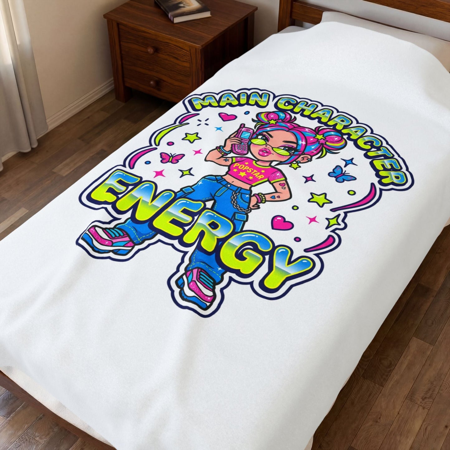 Main Character Energy Velveteen Blanket | Y2K Aesthetic, 2000s Retro