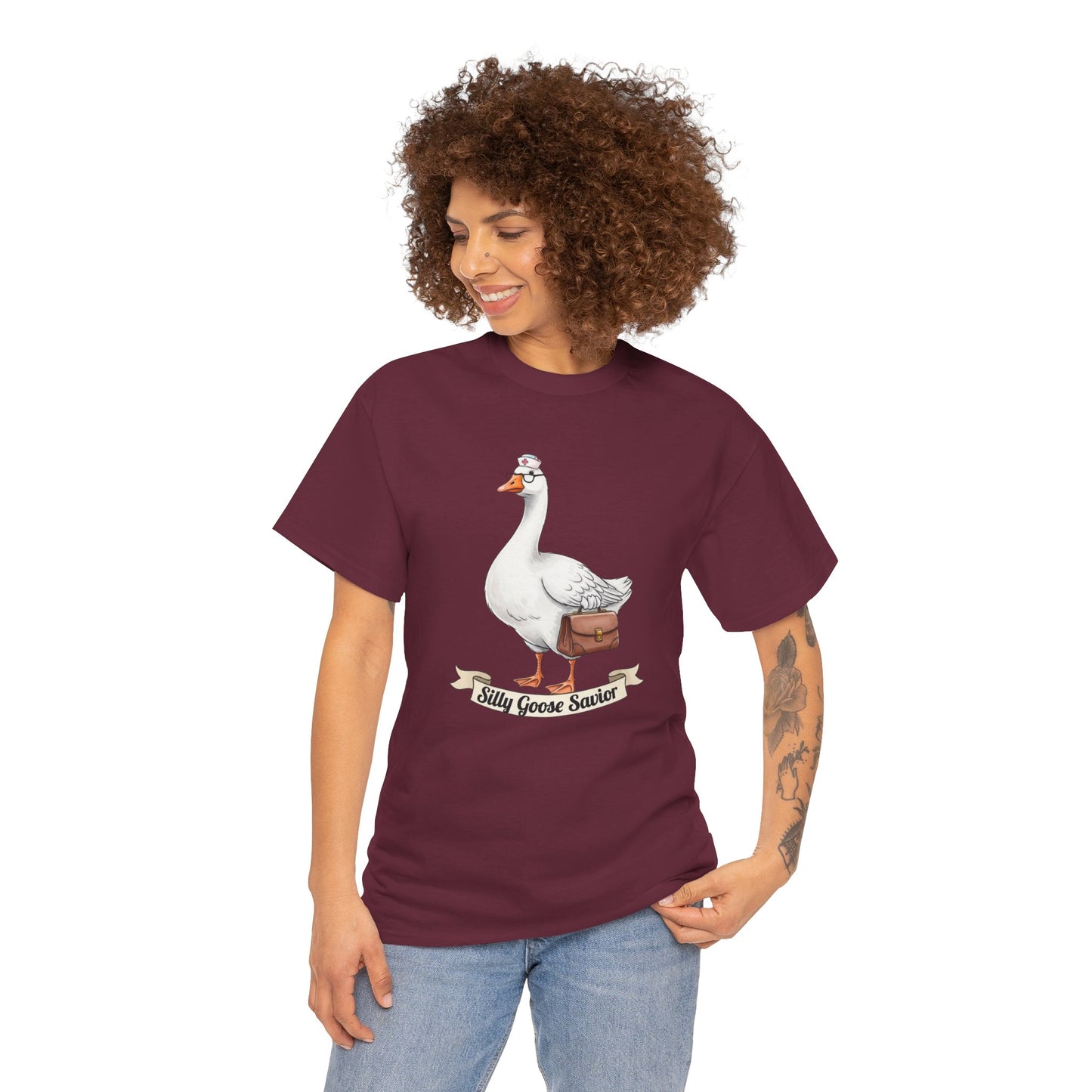 Goose Savior T-Shirt — Vintage Illustrated Goose Tee Whimsical Animal Gift