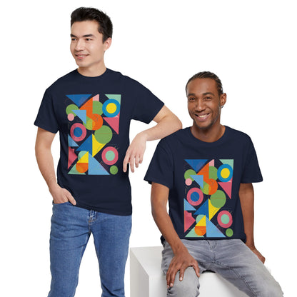Geometric Color Block Tee — Abstract Shapes Graphic T-Shirt Retro Art
