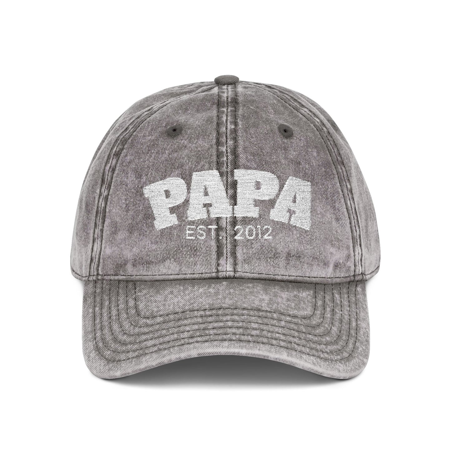 Papa Est. 2012 Vintage Embroidered Baseball Cap | Retro Distressed Dad Hat Gift