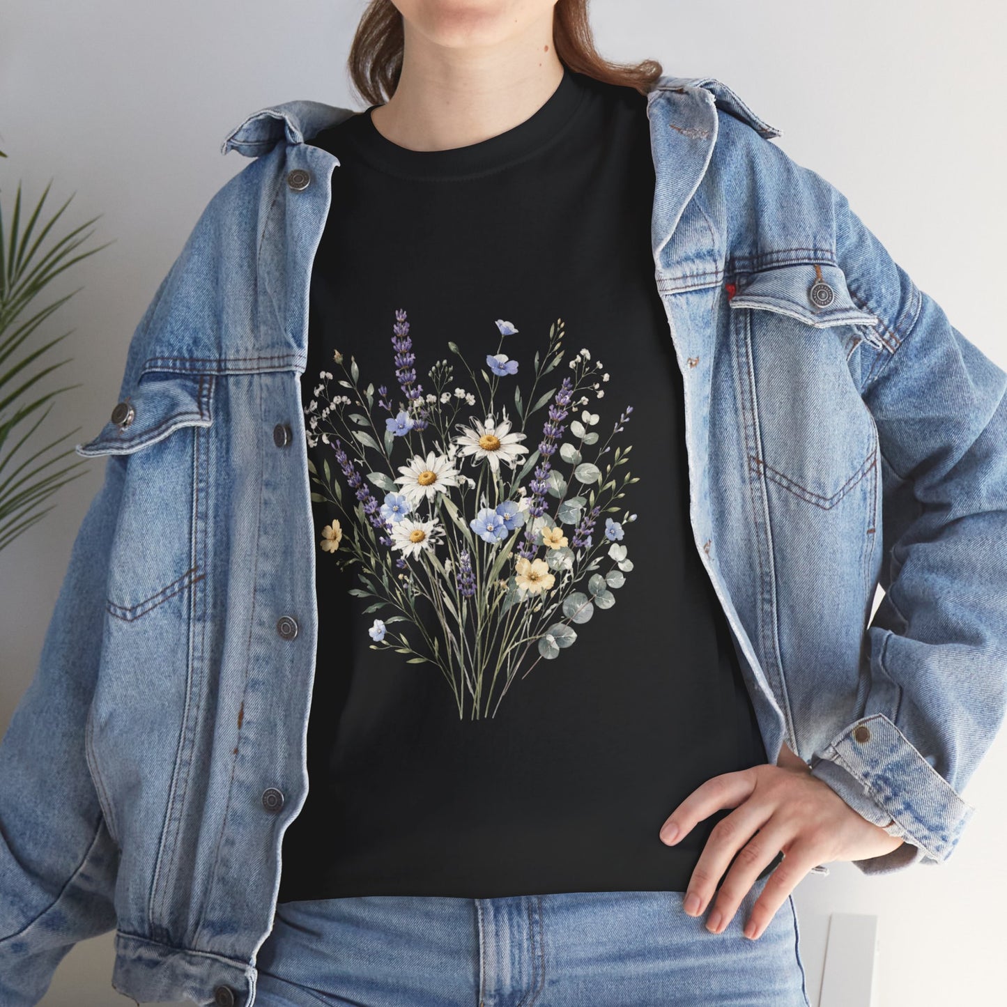 Wildflower Bouquet Tee Women | Lavender Daisy Botanical Floral Shirt