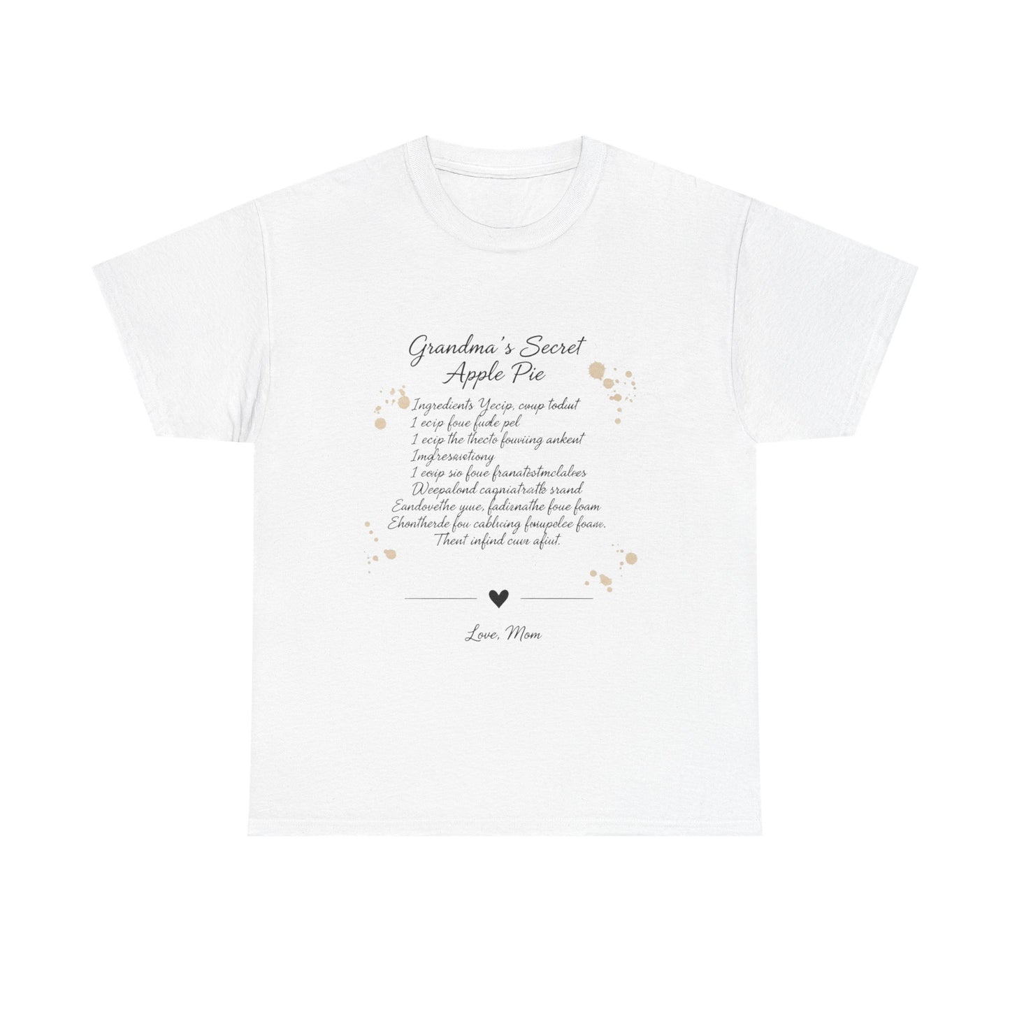 Recipe Tee — "Grandma's Secret Apple Pie" Personalized Kitchen Shirt