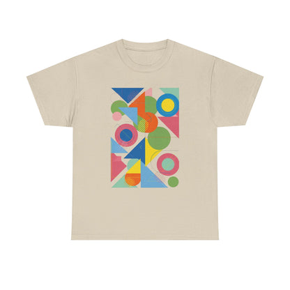 Geometric Color Block Tee — Abstract Shapes Graphic T-Shirt Retro Art
