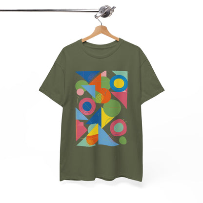 Geometric Color Block Tee — Abstract Shapes Graphic T-Shirt Retro Art